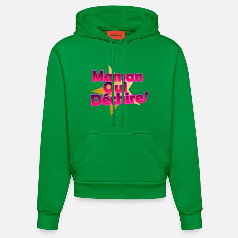 Maman Qui Déchire - Sweat à capuche bio ajusté fabriqué en UE - City Green