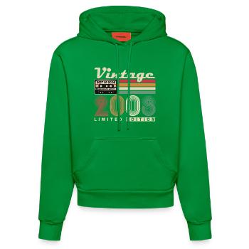 Original 2008 Vintage Vintage Birthday Retro - Organic Fitted Hoodie Made in EU - City Green - Front