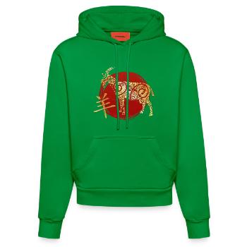 Ziege Chinesisches Tierkreiszeichen Horoskop - Organic Fitted Hoodie Made in EU - City Green - Vorne