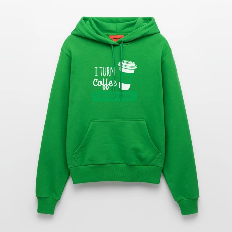 I turn coffee into developer code Organic Fitted Hoodie Made in EU