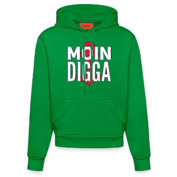 Moin Digga Hamburg - Organic Fitted Hoodie Made in EU - City Green - Vorne