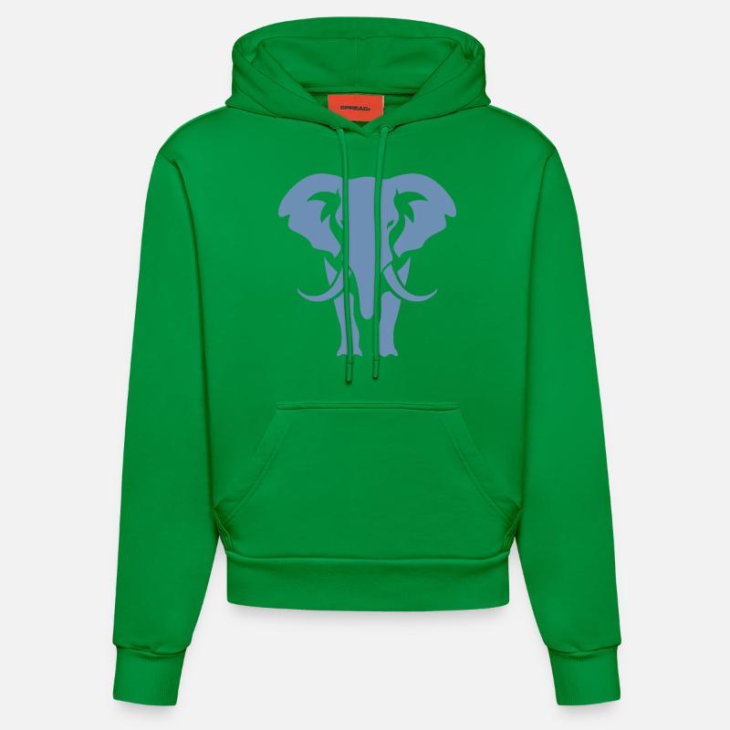 Logo blanc Elephant Silhouette - Sweat à capuche bio ajusté fabriqué en UE - City Green