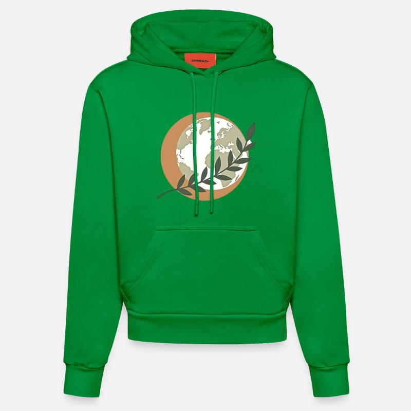 Globe de la Paix Verte - Sweat à capuche bio ajusté fabriqué en UE - City Green