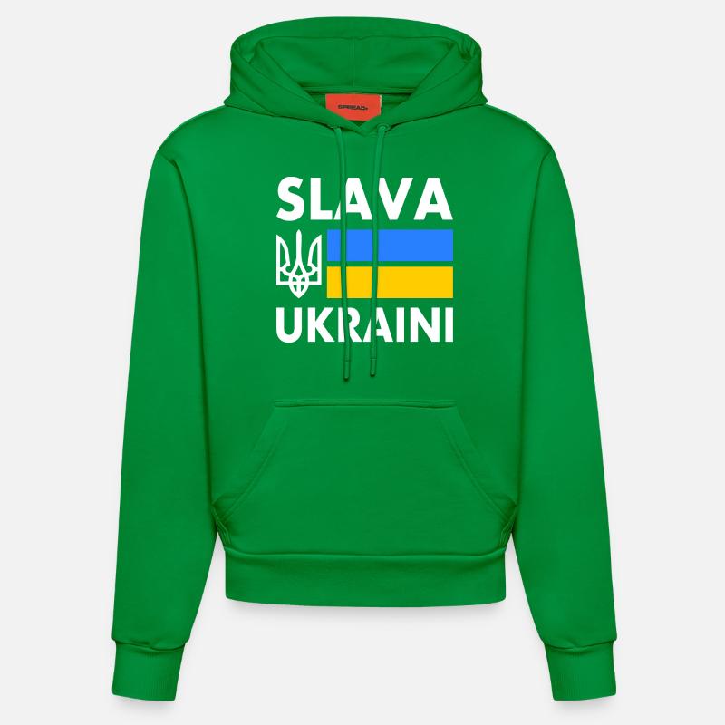 Slava ukraini - Sweat à capuche bio ajusté fabriqué en UE - City Green