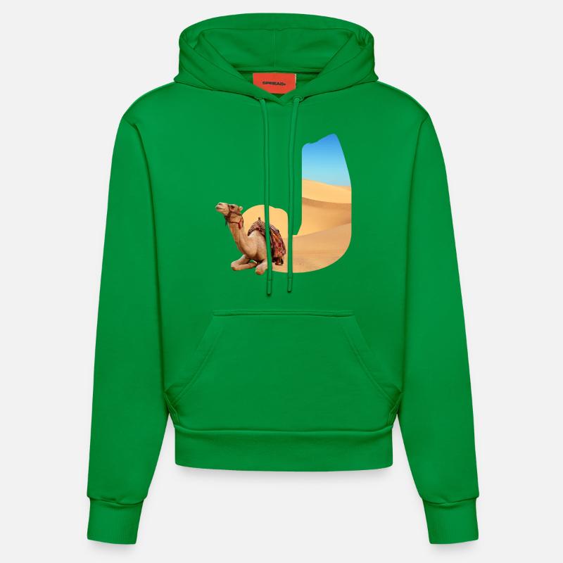 désert avec kamel j - Sweat à capuche bio ajusté fabriqué en UE - City Green