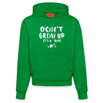 Don't Grow Up It's A Traps Lustiges Zitat - Organic Fitted Hoodie Made in EU - City Green - Vorne