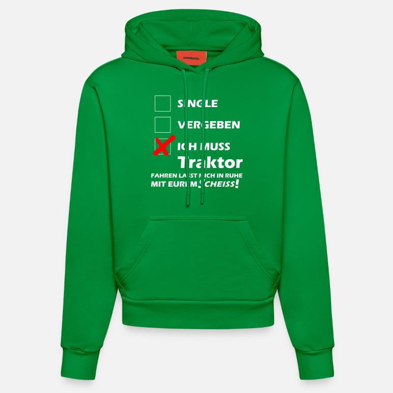 Traktor Single - Organic Fitted Hoodie Made in EU - City Green