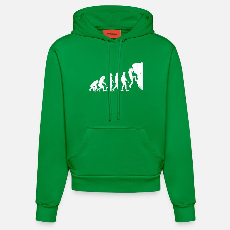 Klettern evolution bouldern geschenk bergsteigen - Organic Fitted Hoodie Made in EU - City Green