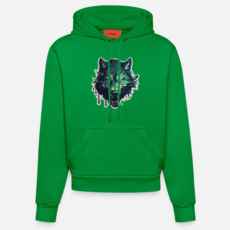 Loup - Illustration - Sweat à capuche bio ajusté fabriqué en UE - City Green