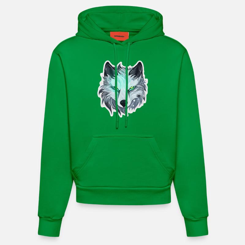 Loup - Illustration - Sweat à capuche bio ajusté fabriqué en UE - City Green