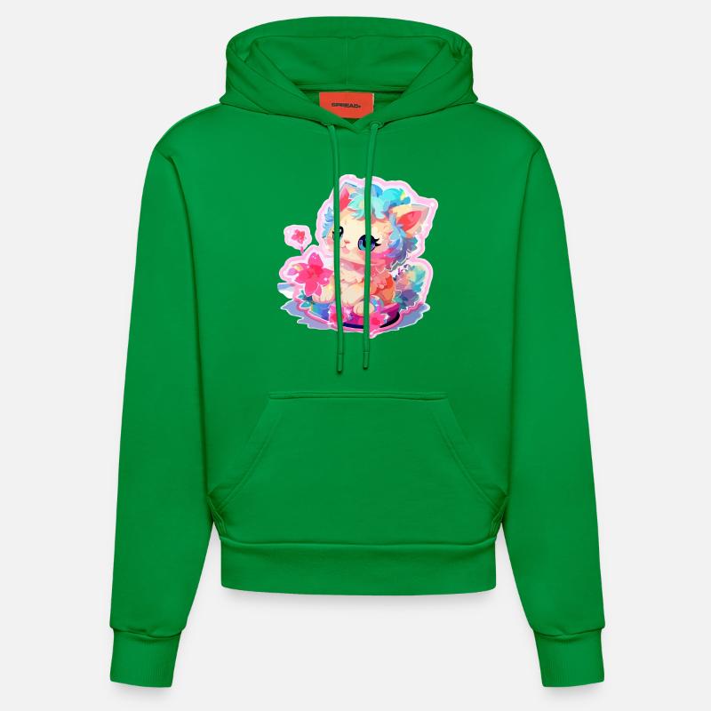 Chat - illustration - Sweat à capuche bio ajusté fabriqué en UE - City Green