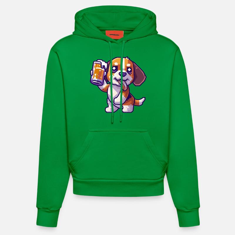 Beagle Dogs Bière Pixel - Sweat à capuche bio ajusté fabriqué en UE - City Green