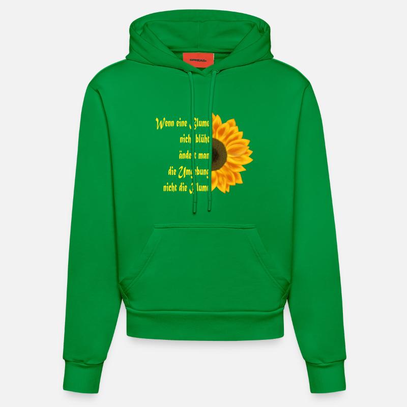 Le tournesol rencontre l’art du texte - Sweat à capuche bio ajusté fabriqué en UE - City Green