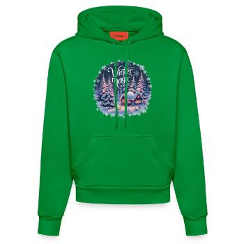 Winter Magic is in the Air – Winterlandschaft - Organic Fitted Hoodie Made in EU - City Green - Vorne