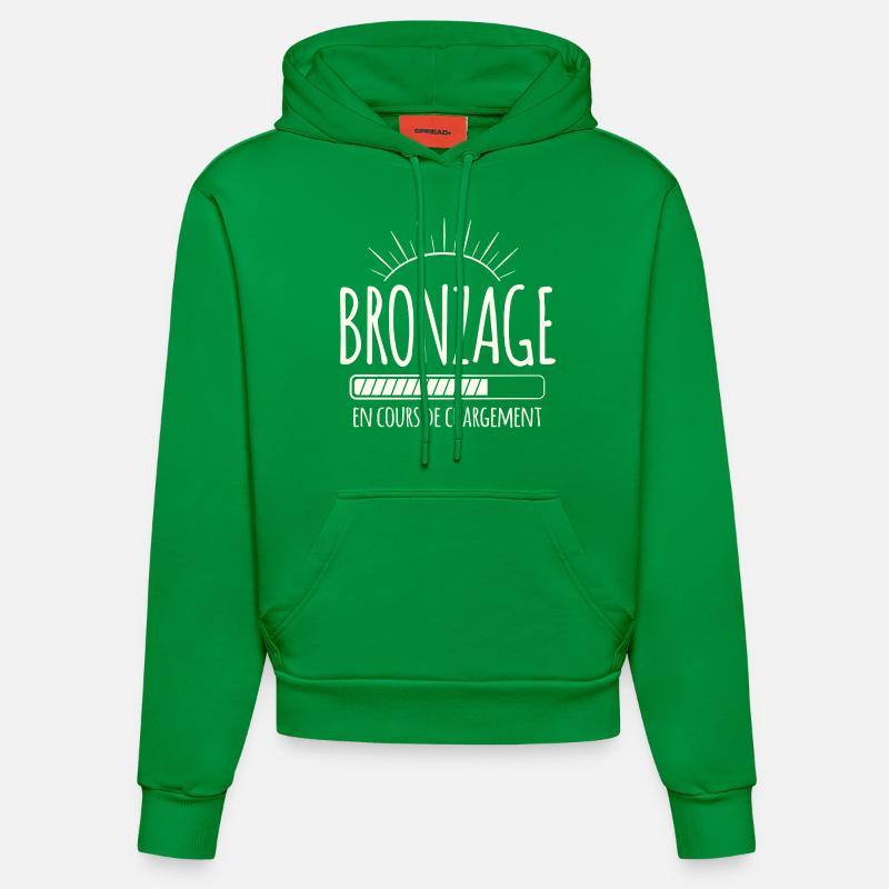 Tan Loading, Été, Vacances, Français - Sweat à capuche bio ajusté fabriqué en UE - City Green