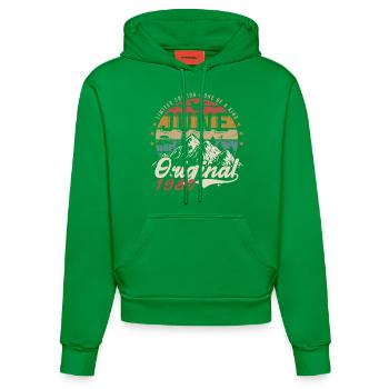 Juin 1980 Anniversaire Juin 1980 Cadeau Juin 1980 - Sweat à capuche bio ajusté fabriqué en UE - City Green - Devant