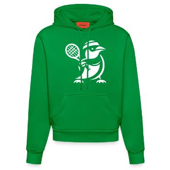 Minimalistischer Pinguin Tennisspieler Silhouette - Organic Fitted Hoodie Made in EU - City Green - Vorne