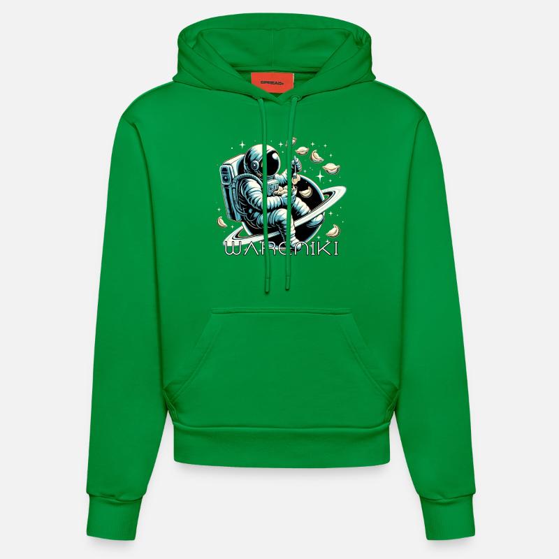 Wareniki Astronaut lecker Geschenk - Organic Fitted Hoodie Made in EU - City Green