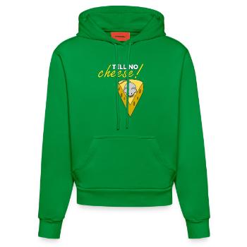 tell no cheese - erzähl kein Käse - Organic Fitted Hoodie Made in EU - City Green - Vorne