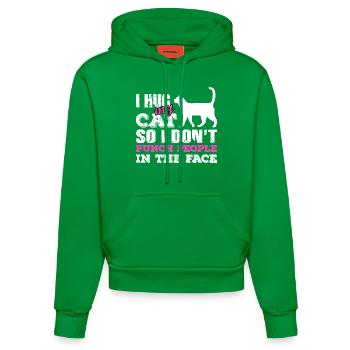 Katze T-Shirt Geschenk Idee Lustig Sprüche Humor - Organic Fitted Hoodie Made in EU - City Green - Vorne