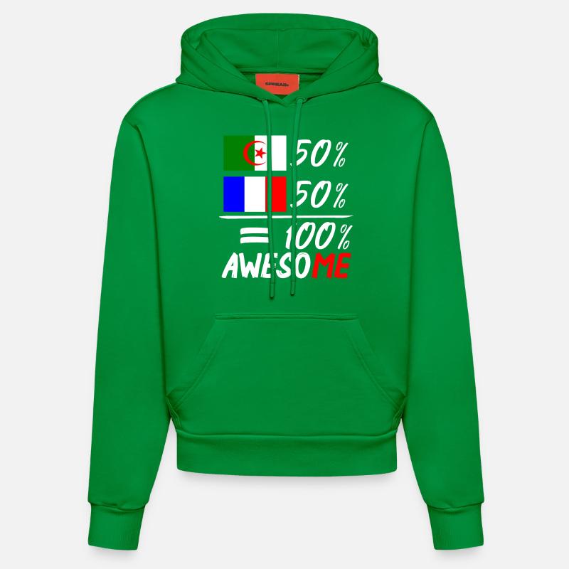 Moitié Français / moitié Algérien - Sweat à capuche bio ajusté fabriqué en UE - City Green