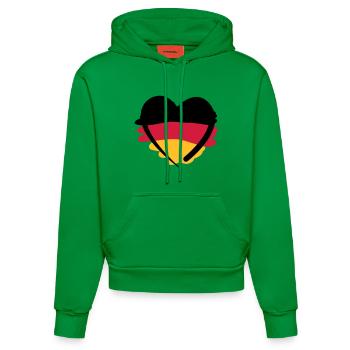 Deutschland Herz - Organic Fitted Hoodie Made in EU - City Green - Vorne