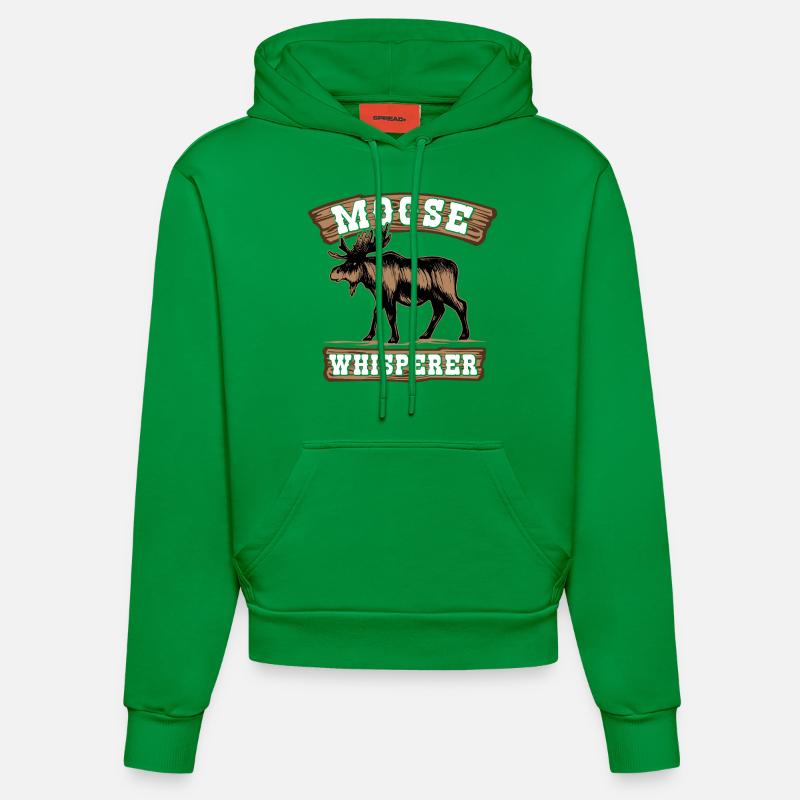 Moose Whisperer - Scandinavie Nature - Sweat à capuche bio ajusté fabriqué en UE - City Green