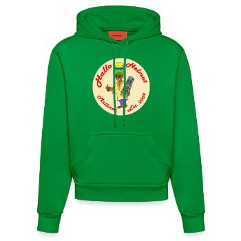 Hallo Helmut Est. 2009 Logo 2 - Organic Fitted Hoodie Made in EU - City Green - Vorne
