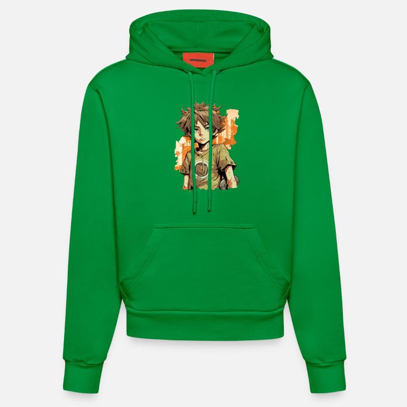 Garçon d’anime - Sweat à capuche bio ajusté fabriqué en UE - City Green