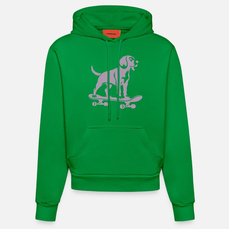 Chien Beagle Skateboard Skateboarder Silhouette - Sweat à capuche bio ajusté fabriqué en UE - City Green