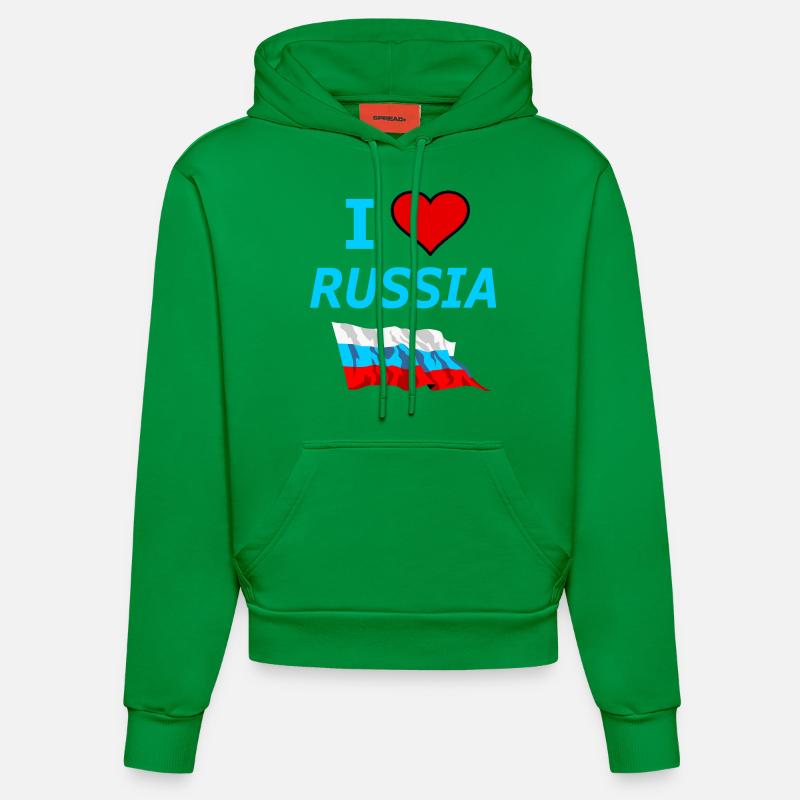 J'aime la Russie - Sweat à capuche bio ajusté fabriqué en UE - City Green
