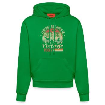 September 1986 Geburtstagsgeschenk September 1986 - Organic Fitted Hoodie Made in EU - City Green - Vorne