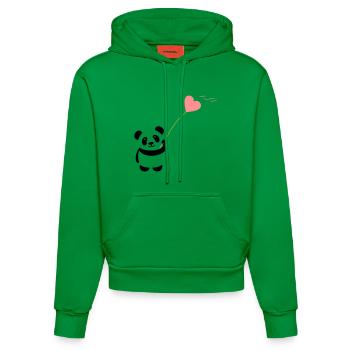 panda herz niedlich luftballon bär groß dick kusch - Organic Fitted Hoodie Made in EU - City Green - Vorne