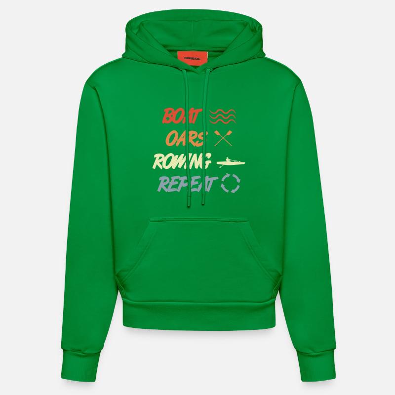 Bateau Rames Aviron Répéter - Sweat à capuche bio ajusté fabriqué en UE - City Green