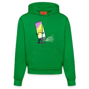 Spray Can Fart Fart Embarrassing Sprayer Gift - Organic Fitted Hoodie Made in EU - City Green - Front