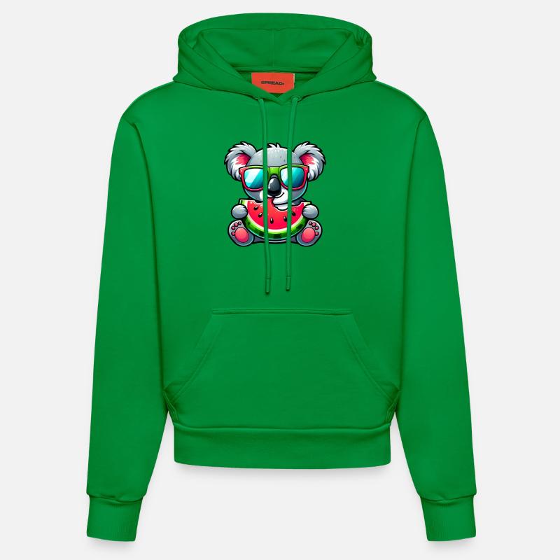 Motif d’été de pastèque Koala - Sweat à capuche bio ajusté fabriqué en UE - City Green
