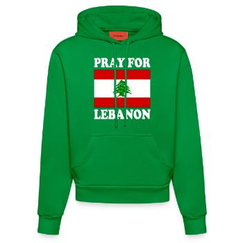 Pray for lebanon - Organic Fitted Hoodie Made in EU - City Green - Front