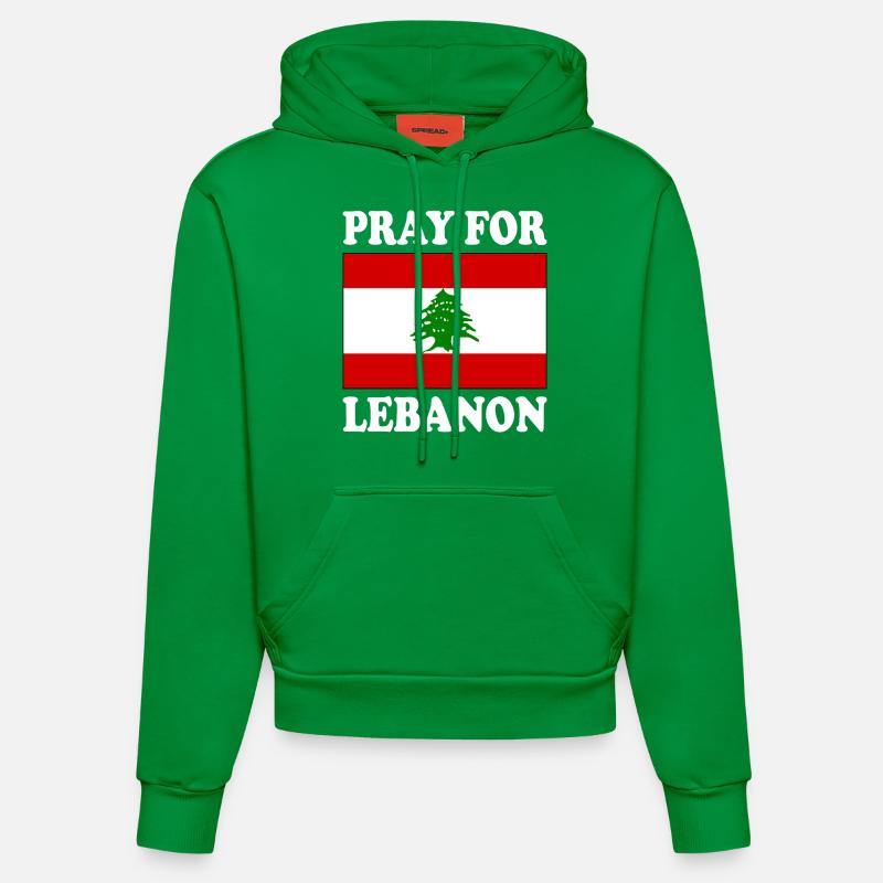 Pray for lebanon - Sweat à capuche bio ajusté fabriqué en UE - City Green