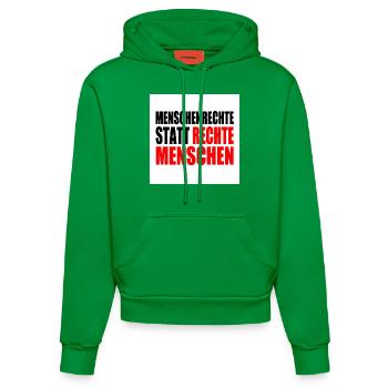 menschenrechte statt rechte menschen - Organic Fitted Hoodie Made in EU - City Green - Vorne