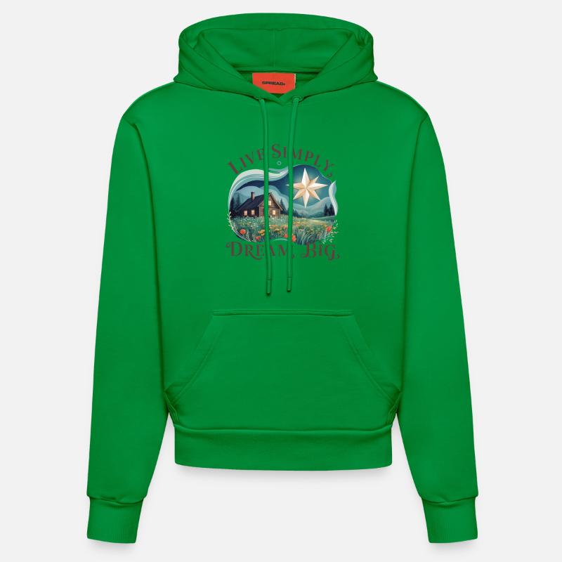 Vivre simplement, rêver grand - Sweat à capuche bio ajusté fabriqué en UE - City Green
