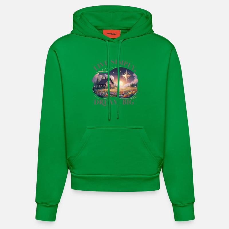 Vivre simplement, rêver grand - Sweat à capuche bio ajusté fabriqué en UE - City Green