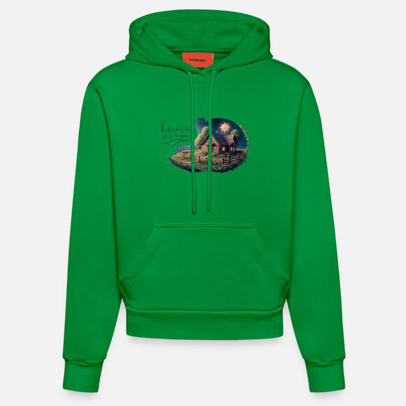 Vivre simplement, rêver grand - Sweat à capuche bio ajusté fabriqué en UE - City Green
