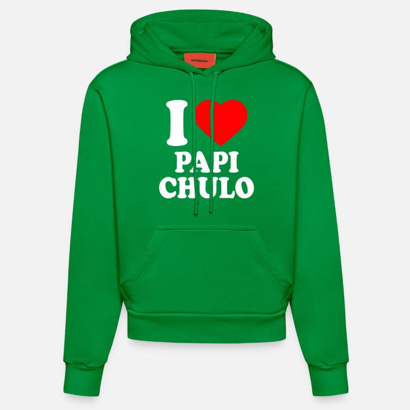I love papi chulo - Sweat à capuche bio ajusté fabriqué en UE - City Green