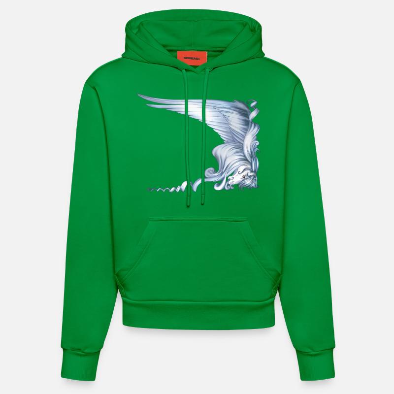 Pegasus Head avec Big Wing - Sweat à capuche bio ajusté fabriqué en UE - City Green