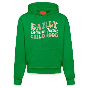 Early Childhood Dream Team Daycare Educator Crew - Organic Fitted Hoodie Made in EU - City Green - Front