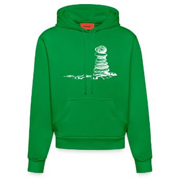 Méditation Pierres de yoga en parfait équilibre - Sweat à capuche bio ajusté fabriqué en UE - City Green - Devant