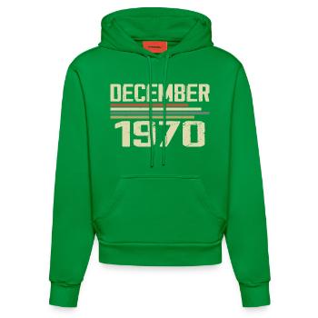 Décembre 1970 Vintage Rétro Anniversaire - Sweat à capuche bio ajusté fabriqué en UE - City Green - Devant