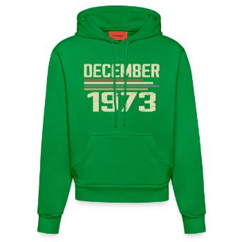 December 1973 Vintage Vintage Retro Birthday - Organic Fitted Hoodie Made in EU - City Green - Front