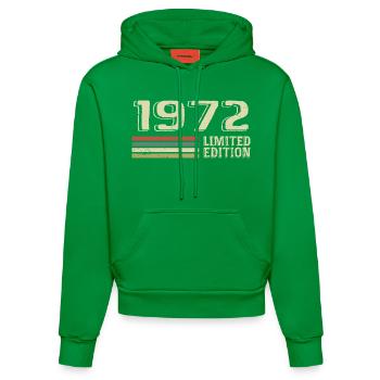 Born in 1972 Birthday 1972 Vintage 1972 - Organic Fitted Hoodie Made in EU - City Green - Front