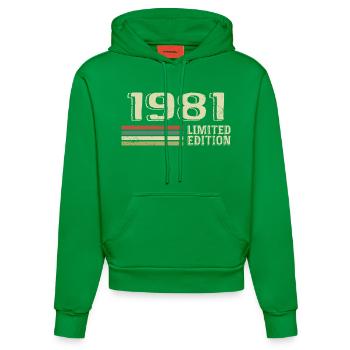 Born In 1981 Birthday 1981 Vintage 1981 - Organic Fitted Hoodie Made in EU - City Green - Front
